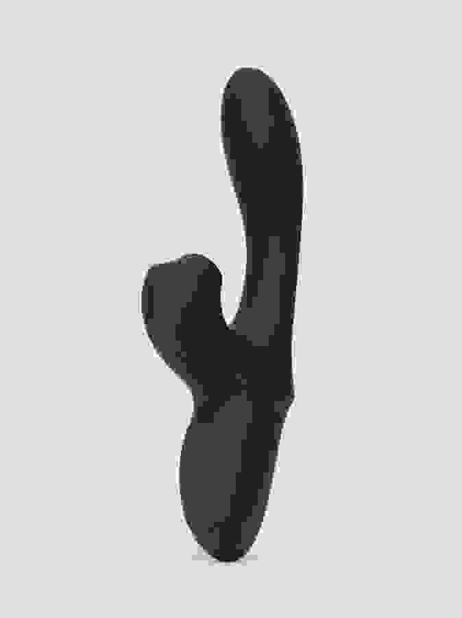 Lovehoney Dual Embrace Warming G-Spot and Clitoral Suction Rabbit Vibrator, Black, hi-res